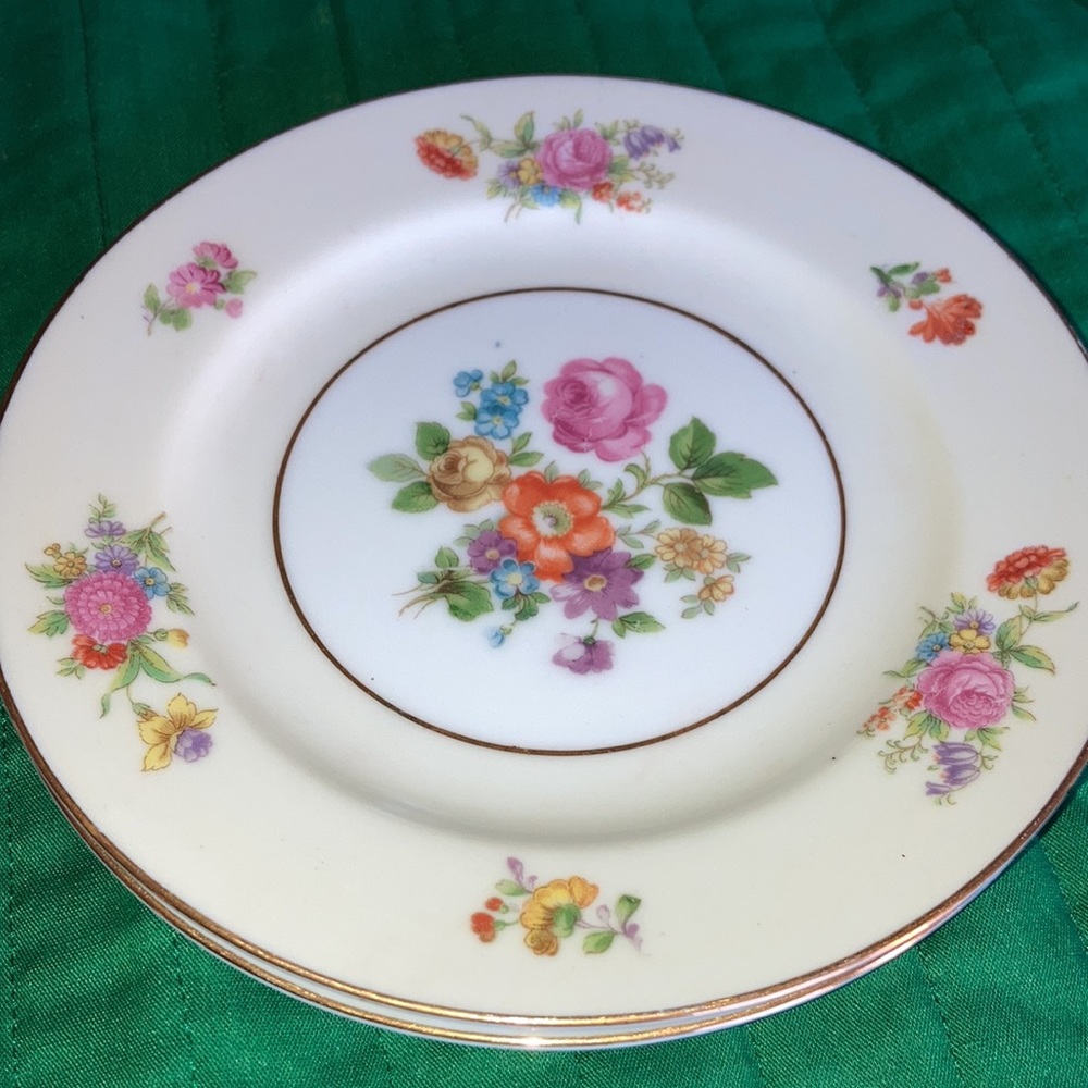 ROSE CHINA made in Occupied Japan, set of 4 gilded dessert plates $31 - Picture 7 of 8